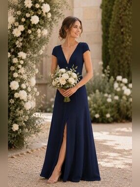 Jenny Yoo Collection Cara Cap Sleeve Maxi Bridesmaid Dress Wedding Women's 2